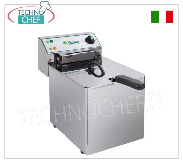 FIMAR - Technochef, Electric countertop fryer, 1 8-litre well, Mod.FR8N ELECTRIC COUNTER FRYER, 1 removable 8 liter tank, V.230/1, 3.00 kw, dimensions mm. 270x490x365h