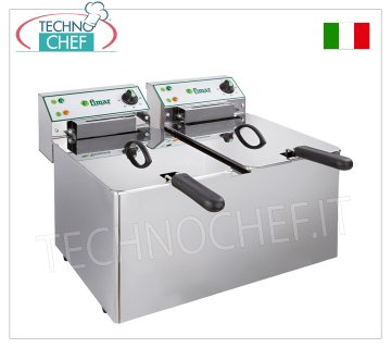 FIMAR - Technochef, Electric countertop fryer, 2 independent tanks of 8+8 litres, Mod.FR88N ELECTRIC COUNTER FRYER, 2 independent 8+8 liter removable tanks, V.230/1, kw 3.00+3.00, dimensions mm. 565x490x365h