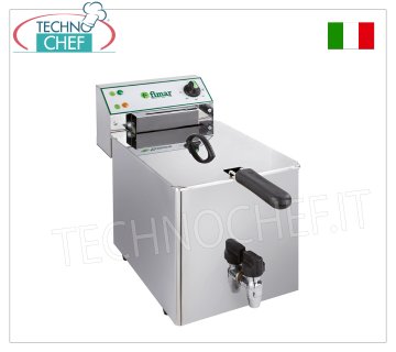 FIMAR - Technochef, Electric countertop fryer, 1 8-litre well, Mod.FR8R ELECTRIC COUNTER FRYER, 1 8 liter tank equipped with drain tap, V.230/1, 3.00 kW, dimensions mm. 270x490x365h.