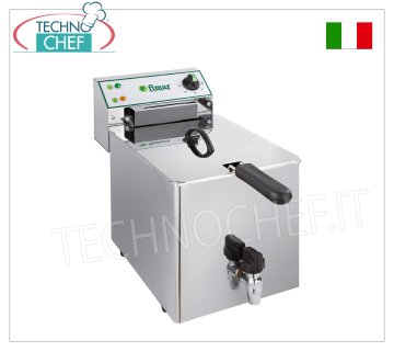 Fimar - ELECTRIC FRYER with 10 lt. TAP, Mod.FR10RN 10 liter ELECTRIC COUNTER FRYER, equipped with safety tap, hourly production: 11 kg/h, V.400/3+N, Kw.6.00, Weight 10 Kg, dim.mm.265x519x359h