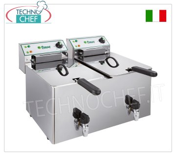 Fimar - 10+10 lt. ELECTRIC COUNTER FRYER, Mod.FR1010RN ELECTRIC COUNTER FRYER of 10+10 litres, equipped with safety taps, hourly production 11+11 kg/h, V.400/3+N, Kw.6.00+6.00, Weight 19 Kg, dim.mm .564x519x359h