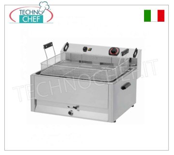 Electric Fryer 16 liters for Pastry, Mod. FPR16, Electric fryer for pastries, single well, capacity 16 litres, hourly production: 15 kg/h, 9000 W, 380 V, 15.8 kg, dim. mm 535x435x395h