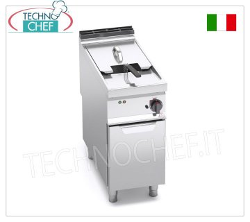 TECHNOCHEF - ELECTRIC FRYER on MOBILE, 1 TANK of 22 litres, Analogue Controls, Mod.E9F22-4M ELECTRIC FRYER on MOBILE, BERTO'S, MAXIMA 900 Line, TURBO Series, 1 TANK of 22 litres, Analogue Controls, V.400/3+N, Kw.18.00, Weight 55 Kg, dim.mm.400x900x900h