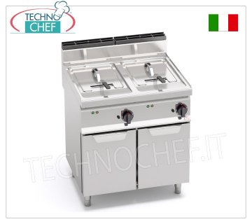 TECHNOCHEF - ELECTRIC FRYER on MOBILE, POWERED, 2 TANKS of 10+10 litres, Mod.E7F10-8MS ELECTRIC FRYER on MOBILE, BERTOS, MACROS 700 Line, TURBO Series - HIGH POWER, 2 INDEPENDENT TANKS of 10+10 litres, POWERED version, V.400/3+N, Kw.18.00, Weight 63 Kg, dim. mm.800x700x900h