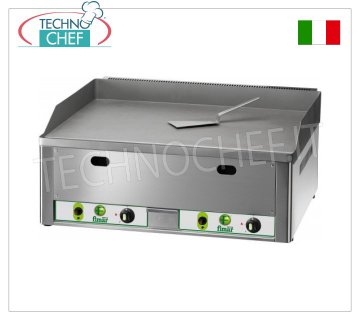 FIMAR - Professional Countertop Gas Fry Top, Double Smooth Plate, Mod.FRY2LM Tabletop GAS GRIDDLE, DOUBLE MODULE with INDEPENDENT CONTROLS, SMOOTH SANDBLASTED STEEL PLATE, METHANE GAS power supply, LPG kit supplied, external dimensions. mm 665x600x300h