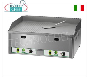 FIMAR - Professional Countertop Gas Fry Top, 1/2 Ribbed 1/2 Smooth Plate, Mod.FRY2LM DOUBLE MODULE table top GAS GRIDDLE with INDEPENDENT CONTROLS, SANDBLASTED STEEL PLATE, half SMOOTH and half RIBBED, METHANE GAS powered, LPG kit supplied, external dimensions. mm 665x600x300h