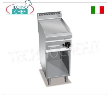GAS GRIDDLE with SMOOTH MULTIPAN PLATE, on OPEN CABINET, mod.G7FL4M GAS GRIDDLE with SMOOTH PLATE, BERTOS, MACROS 700 Line, MULTIPAN Series, 1 module on OPEN CABINET with 395x500 mm COOKING AREA, 6.9 kW thermal power, 50 Kg weight, dim.400x700x900hmm