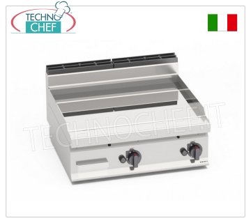 GAS GRIDDLE with SMOOTH compound PLATE, Mod. G7FL8B-2/CPD GAS GRIDDLE with SMOOTH PLATE, BERTO'S MACROS 700 line, module with 793x500 mm COOKING AREA, thermal power Kw. 13.8, weight 70 kg, dim.mm.800x714x290h