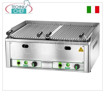 Fimar - GAS LAVA STONE GRILL, DOUBLE TOP module, Mod.GL66 Gas lava stone grill, double top module with independent controls complete with two meat grills, 13 kW thermal power, dimensions mm. 660x540x220h.