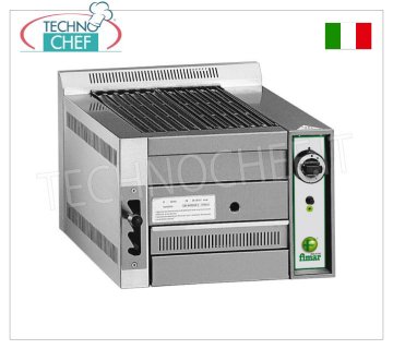 FIMAR - Technochef, Countertop Pietralavica Gas Grill, 1 COOKING ZONE, Mod.B50 GAS LAVA STONE GRILL, 1 TOP module with 320x540 mm COOKING AREA, Methane-LPG fuel, Power 8.5 Kw, Weight 42 Kg, dim.mm.490x800x380h