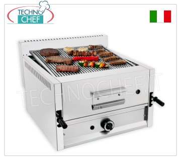 GAS LAVA STONE GRILL, 1 TOP MODULE with 550X535 mm COOKING AREA GAS LAVA STONE GRILL, TOP VERSION, 1 MODULE with 550X535 mm COOKING AREA, COMPLETE WITH UNIVERSAL GRILL, 13 Kw thermal power - external dimensions mm. 65x70x43h