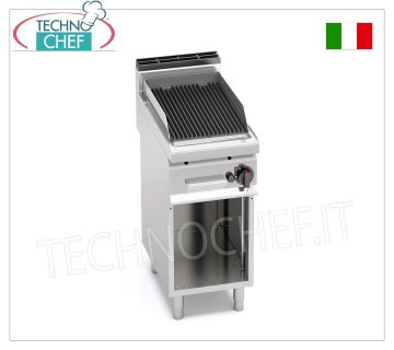 TECHNOCHEF - GAS LAVA STONE GRILL, 1 module on OPEN CABINET, Mod.PLG40M/G GAS LAVA STONE GRILL, BERTOS, MACROS 700 Line, COMFORT POWER Series, 1 module on OPEN CABINET with 350x515 mm COOKING AREA, 6.9 kW thermal power, 48 Kg weight, dim.400x700x900h mm
