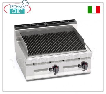 TECHNOCHEF - GAS STONE LAVA GRILL, DOUBLE TOP module, Mod.PLG80B/G GAS LAVA STONE GRILL, BERTOS, MACROS 700 Line, COMFORT POWER Series, DOUBLE TOP module with 700x515 mm COOKING AREA, 13.8 Kw thermal power, 68 Kg weight, dim.800x700x290hmm