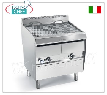 GAS VAPOR GRILL MOBILE version, 2 Modules - ARRIS - 700 Series - Request a Quote VAPOR GAS GRILL mobile version, DOUBLE MODULE with independent controls with 2 COOKING ZONES measuring 390x470 mm, complete with rod grill, thermal power 21.00 kw, external dimensions 800x700x850h mm