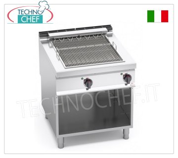 ELECTRIC GRILL, module on MOBILE, Mod. E9CG80M ELECTRIC GRILL, BERTO'S MAXIMA 900 line, module on cabinet with COOKING AREA measuring 543x620 mm, electrical power 10.8 kW, weight 70 Kg, dim.mm.800x900x900h