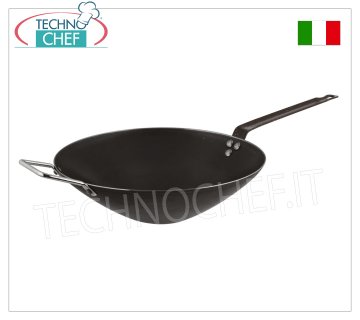 Paderno - Iron wok with 1 handle and 1 handle, professional for induction Iron wok with 1 handle and 1 handle, diam. 32 cm, 10 cm high
