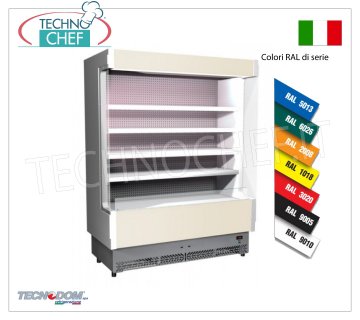 Wall Mounted Display Refrigerator, VULCANO Line, 60 cm deep, 158 cm LONG, with and without refrigeration unit WALL DISPLAY REFRIGERATOR, TECNODOM brand, VULCANO 60 line, with 4 adjustable shelves, upper neon LIGHTING, temperature +3°/+5°C, set up for REMOTE REFRIGERANT UNIT, V.230/1, Kw.0,084, Weight 225 Kg, dim.mm.1580x602x1970h