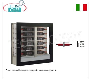 WINE CELLAR-TECA capacity 24 HORIZONTAL bottles, Static-Ventilated, 3 Glass Sides, SLIM Line, dim.mm.874x388x910h