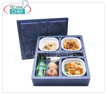 SINGLE-MEAL insulated container, 3 compartments without crockery, dim.mm.440x380x120h