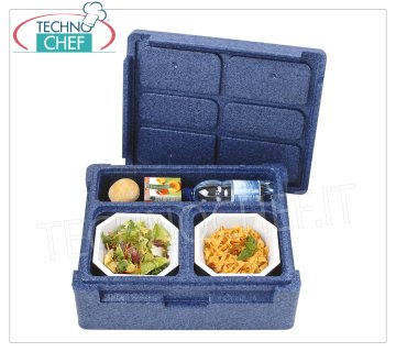 SINGLE-MEAL insulated container, 3 compartments without crockery, dim.mm.470x370x185h