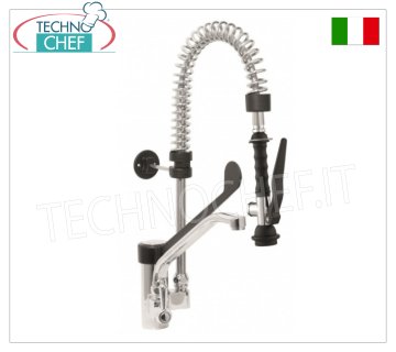 Rubinetto miscelatore monoforo con canna girevole e doccia sospesa