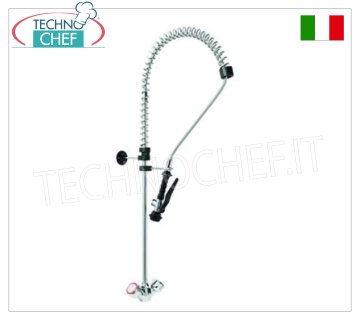 Single hole mixer tap with round handles and suspended shower