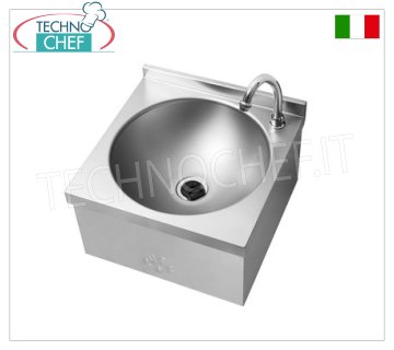 Lavamani con comando a ginocchio e rubinetto temporizzato, dim.mm 300x315h