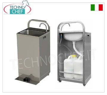 Stainless steel portable hand basin with 2 wheels, dim.mm.460x380x1000h