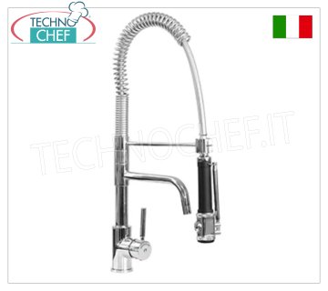 Single hole mixer tap H 560 mm, with swivel spout halfway up the rod and light shower