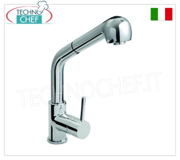 Rubinetto miscelatore monoforo verticale con doccia estraibile
