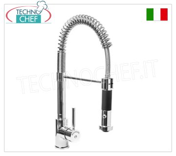 Single hole mixer tap H 440 mm, with swivel spout and dual jet shower