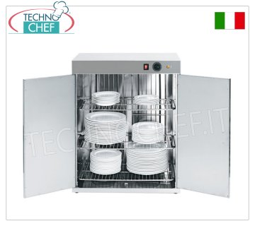 Stainless steel plate warmer with two doors, capacity 120 plates, dim.mm.700x410x900h