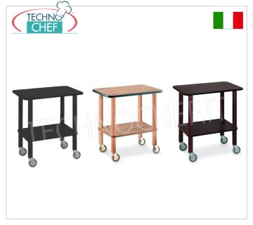Gueridon trolley in solid wood and melamine shelves, dim.mm.710x460x780h