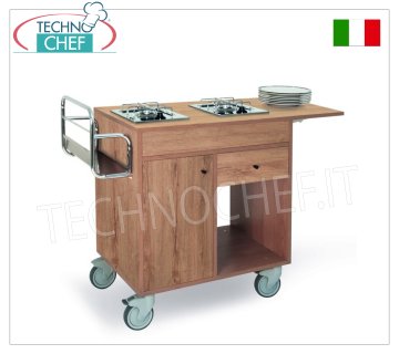 FLAMBE' TROLLEY with 2 separate burners, dim.mm 950x500x870h