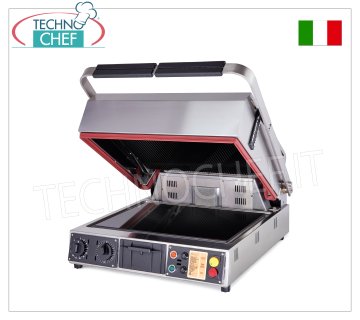 TECHNOCHEF - Double Glass Ceramic Oven Plate, Smooth and Ribbed Surface 40x30 cm, Mod.PF2095/1