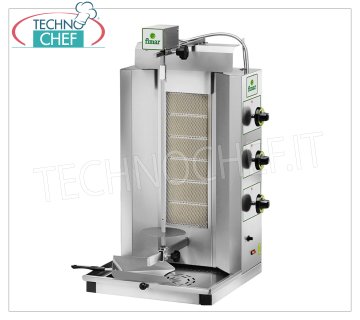 GAS GYROS with 6 BURNERS, 520 mm high cooking rod