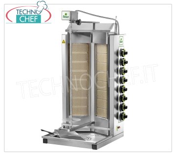 GAS GYROS with 8+8 BURNERS, 670 mm high cooking rod