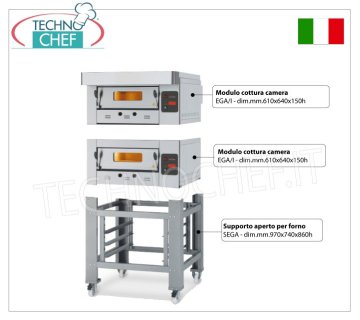 Gas pizza oven for 4 pizzas of 300 mm, 610x640 mm chamber