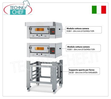 Gas pizza oven for 6 pizzas of 300 mm, 610x940 mm chamber