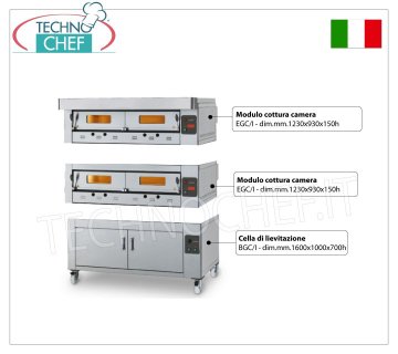 Modular gas pizza oven, ECO GAS line, chamber for 12 pizzas measuring 123x93 cm with refractory floor