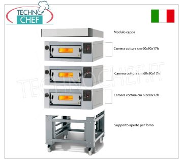 Electric pizza oven for 6 pizzas, 300 mm thick, 600x900 mm chamber