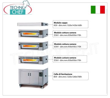 Electric pizza oven for 9 pizzas of 300 mm, 930x930 mm chamber