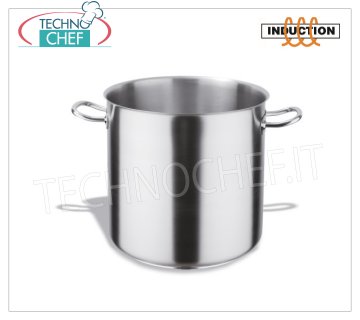 Technochef - Pots 2 handles 18/10 STAINLESS STEEL, professional for Induction Stainless steel pot with 2 handles, capacity 3 liters, also suitable for induction hobs, diam. 16 x 16h cm