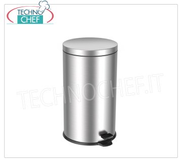 Stainless steel dustbins Stainless steel waste bin with carrying handle, lid with pedal opening, 40 litres, diam.mm.360x625h
