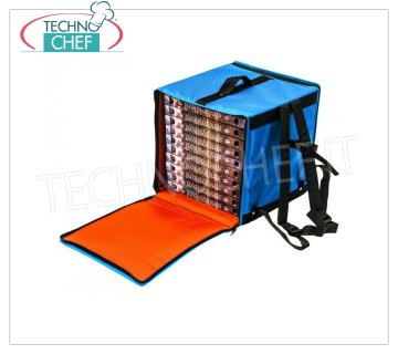 Technochef - Rigid backpack thermal bag, 10 boxes of Ø 33 cm, Mod. BTZ3340 Rigid backpack thermal bag with zip for home delivery of cardboard pizza, front opening with zip, capacity 10 cartons of Ø 33 cm, dim. external mm 360x360x400h