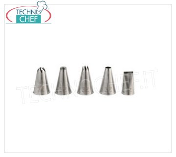 Nozzles for decorator bag Nozzle for decorating in stainless steel with assorted holes, Brand PIAZZA -- Pack of 5 pieces