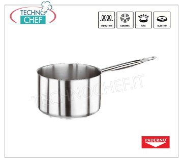 PADERNO - HIGH STAINLESS STEEL CASSEROLE 1 handle, for INDUCTION, 2000 Series HIGH CASSEROLE 1 handle, SERIES 2000, in STAINLESS STEEL, diameter mm.140, high mm.80, LT. 1.2