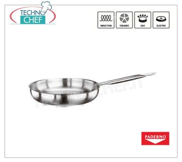 PADERNO - FRYING PAN 1 STAINLESS STEEL handle for INDUCTION, 2000 Series FRYING PAN 1 handle, SERIES 2000, suitable for INDUCTION PLATES in STAINLESS STEEL 18/10, diameter mm.200, high mm.50