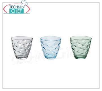 Colored glasses GREEN WATER GLASS, BORMIOLI ROCCO, Flora Collection, CL.26, H 8, Diam.cm.8,5 -- Available for purchase in packs of 6 pieces.
