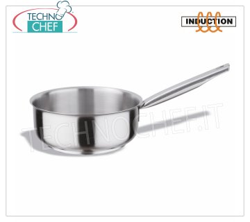 Technochef - Low Casserole Inox 1 handle, Professional for Induction Low casserole 1 stainless steel handle, capacity 1.5 liters, also suitable for induction hobs, diam. cm.16 x 7,5h